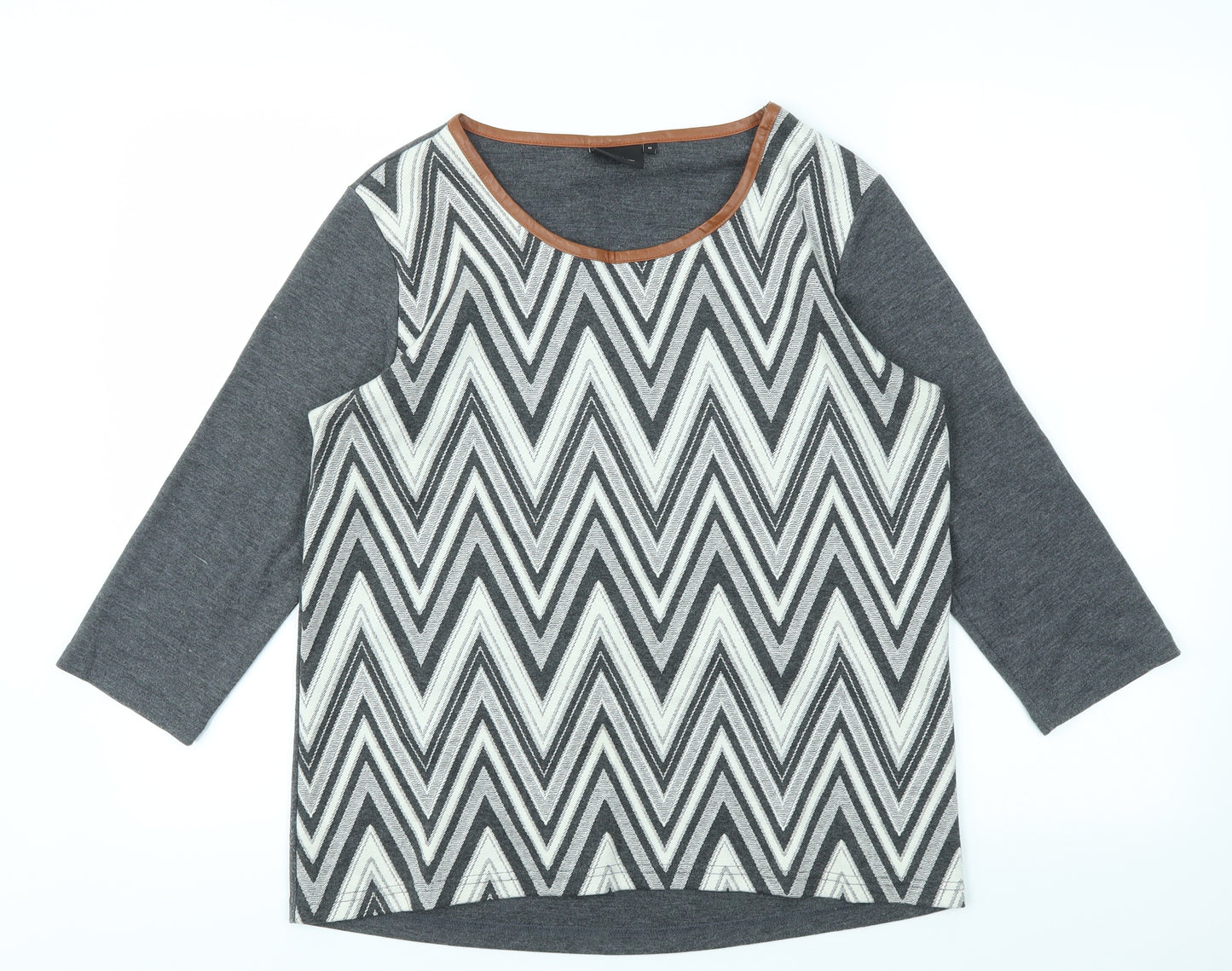 b.young Womens Grey Geometric  Basic T-Shirt Size M