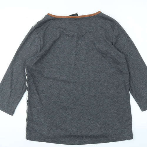 b.young Womens Grey Geometric  Basic T-Shirt Size M