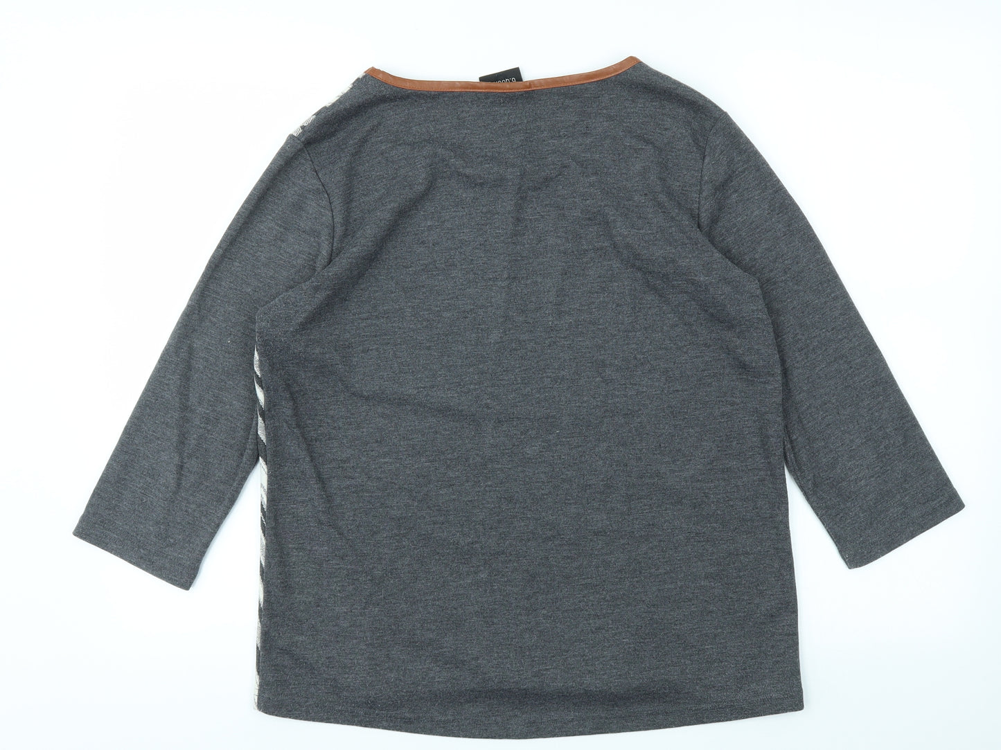 b.young Womens Grey Geometric  Basic T-Shirt Size M