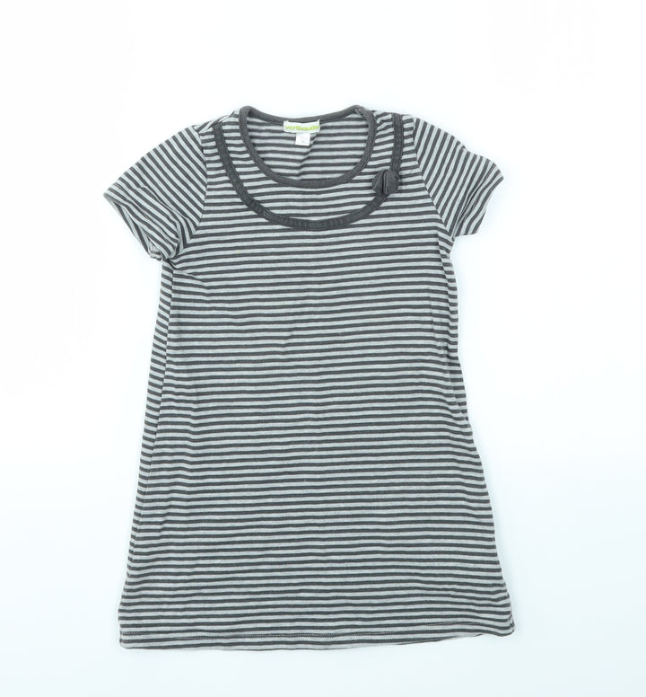 VERTBAUDE Girls Grey Striped Fit & Flare Size 5 Years