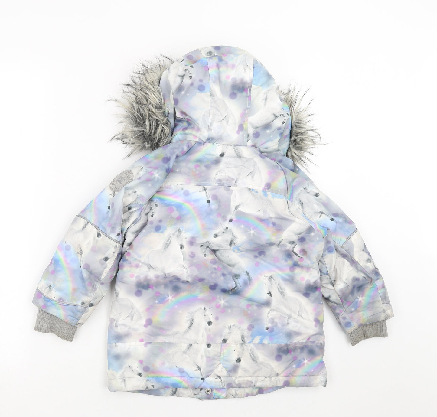 NEXT Girls Grey   Parka Coat Size 6 Years  - unicorn
