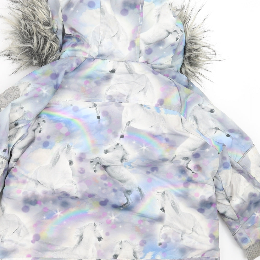 NEXT Girls Grey   Parka Coat Size 6 Years  - unicorn