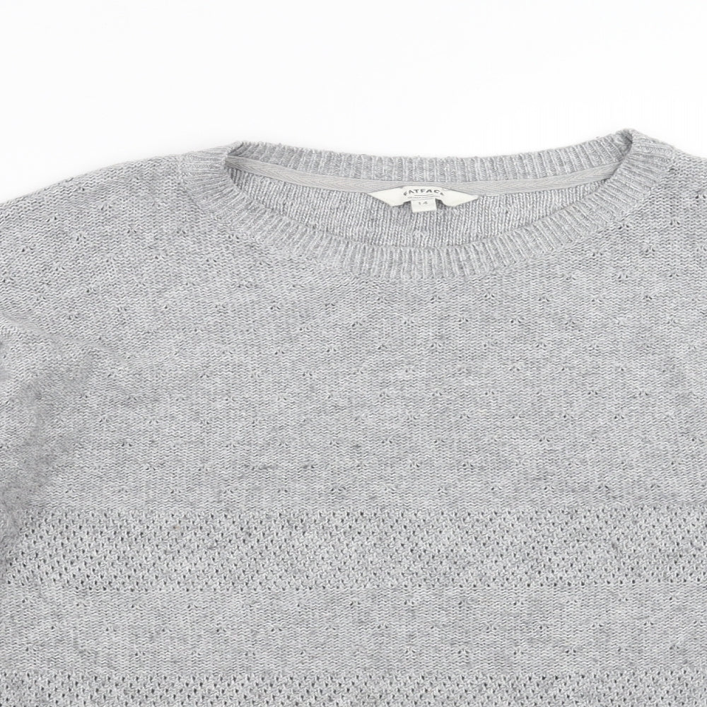 Fat Face Womens Grey  Knit Pullover Jumper Size 14