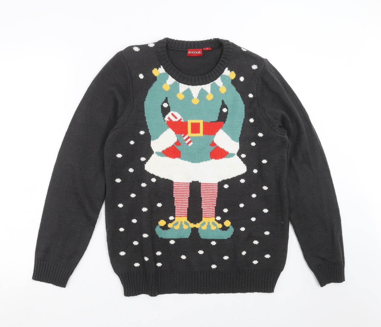 Avenue Womens Grey  Knit Pullover Jumper Size M  - Elf Christmas