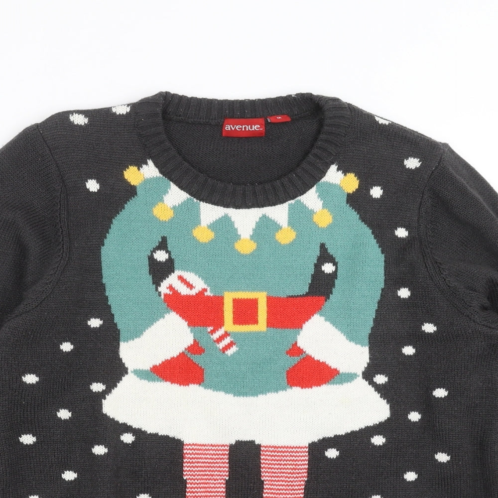 Avenue Womens Grey  Knit Pullover Jumper Size M  - Elf Christmas