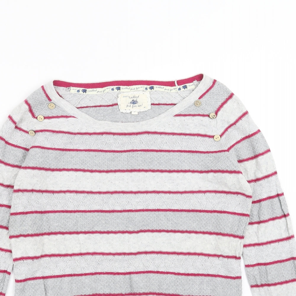 Mantaray Womens Grey Striped Knit Pullover Jumper Size 8