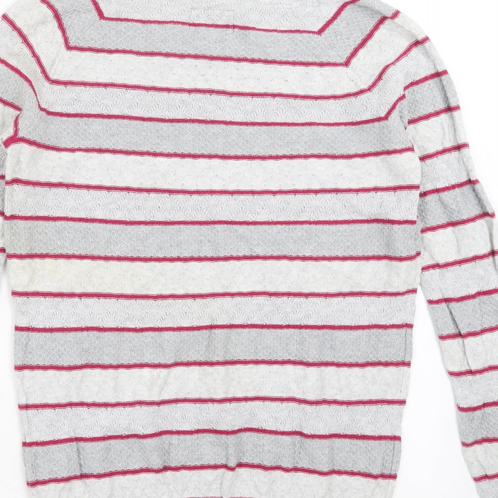 Mantaray Womens Grey Striped Knit Pullover Jumper Size 8
