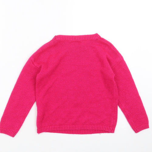 Matalan Girls Pink  Knit Pullover Jumper Size 6 Years  - unicorn