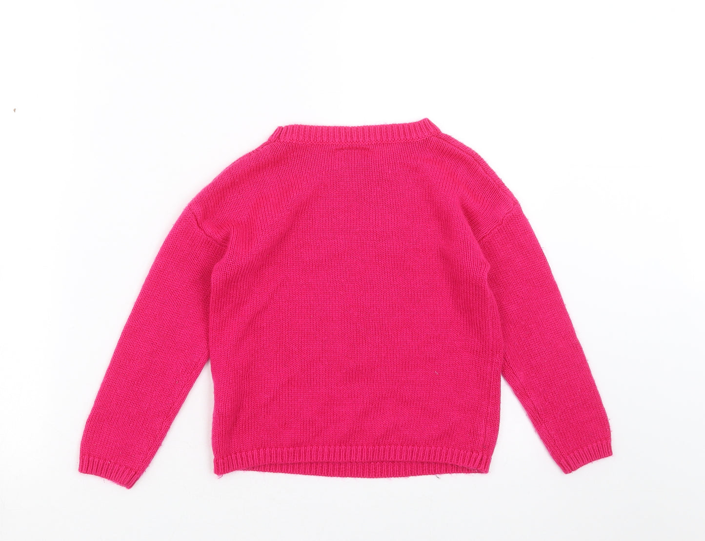 Matalan Girls Pink  Knit Pullover Jumper Size 6 Years  - unicorn