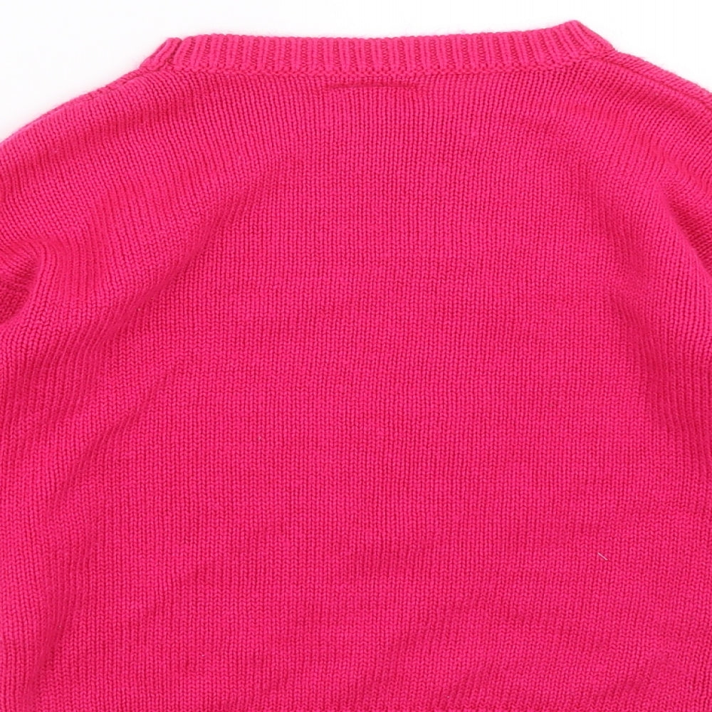 Matalan Girls Pink  Knit Pullover Jumper Size 6 Years  - unicorn