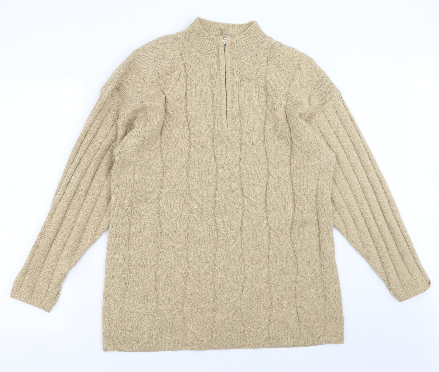 FABRIZIO Womens Beige  Knit Pullover Jumper Size XL  - shoulder pads