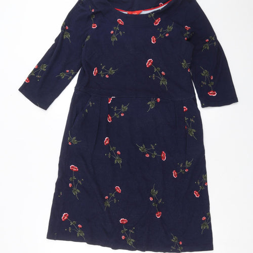 Joules Womens Blue Floral  T-Shirt Dress  Size 14