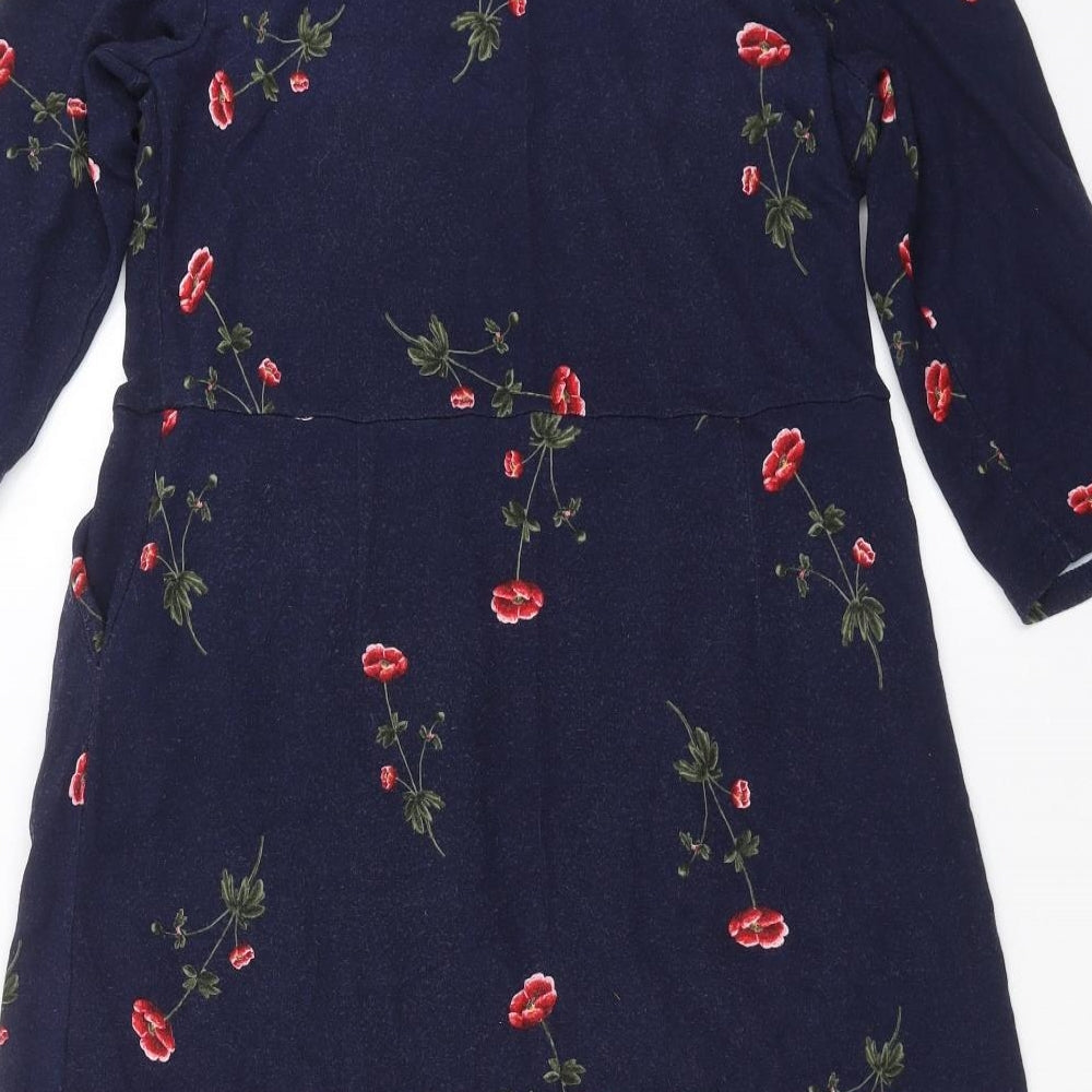 Joules Womens Blue Floral  T-Shirt Dress  Size 14