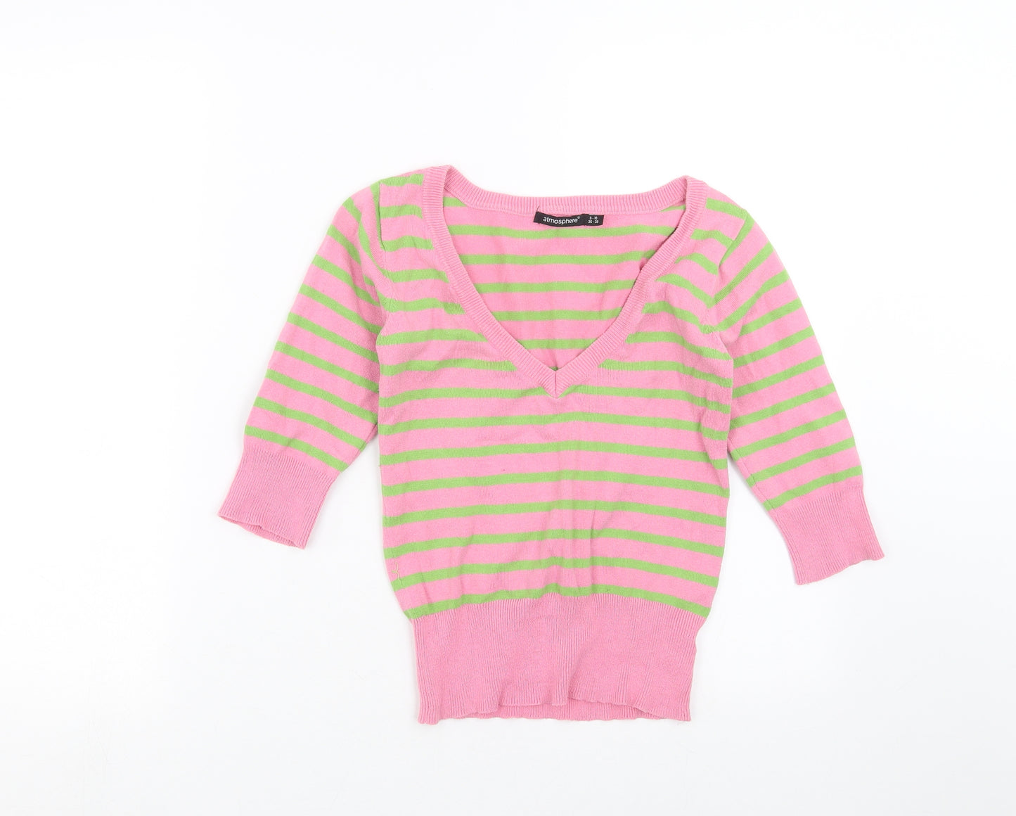 Primark Womens Pink Striped Knit Pullover Jumper Size 8