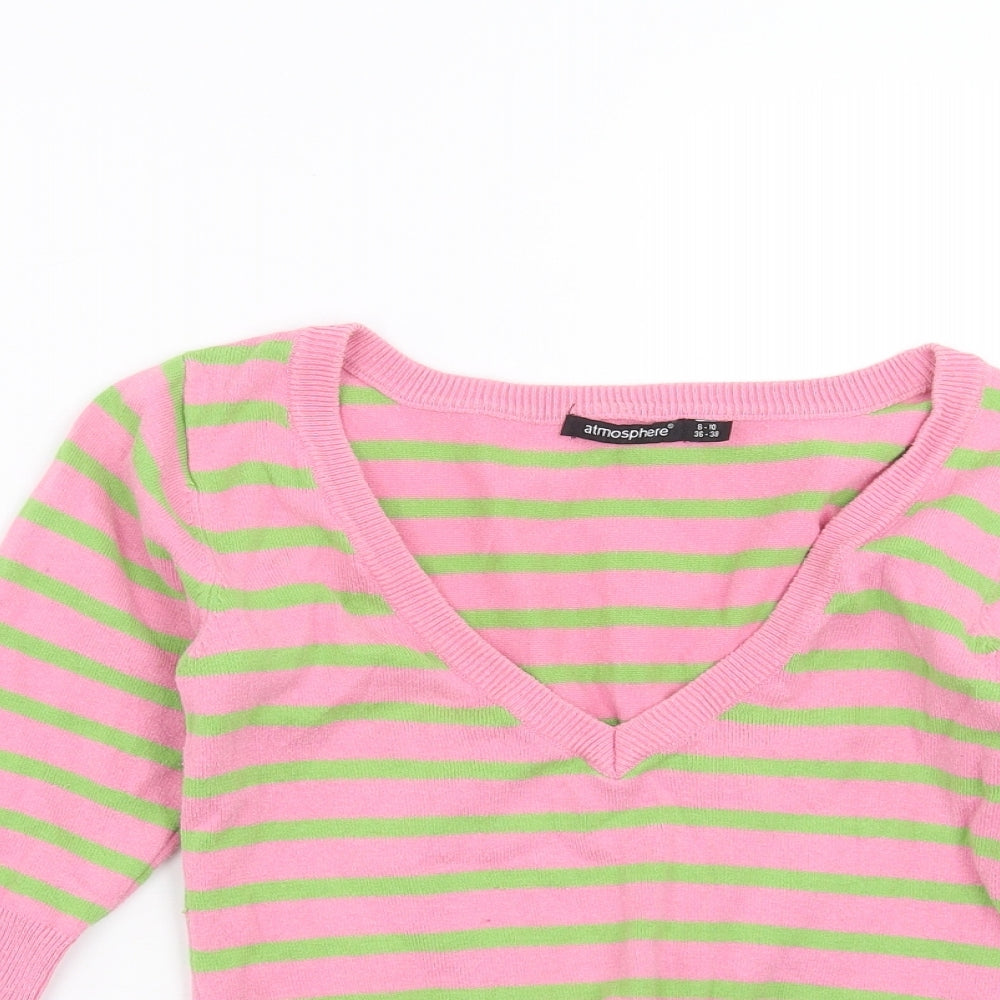 Primark Womens Pink Striped Knit Pullover Jumper Size 8