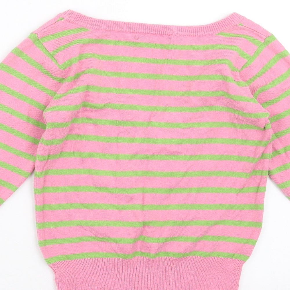 Primark Womens Pink Striped Knit Pullover Jumper Size 8
