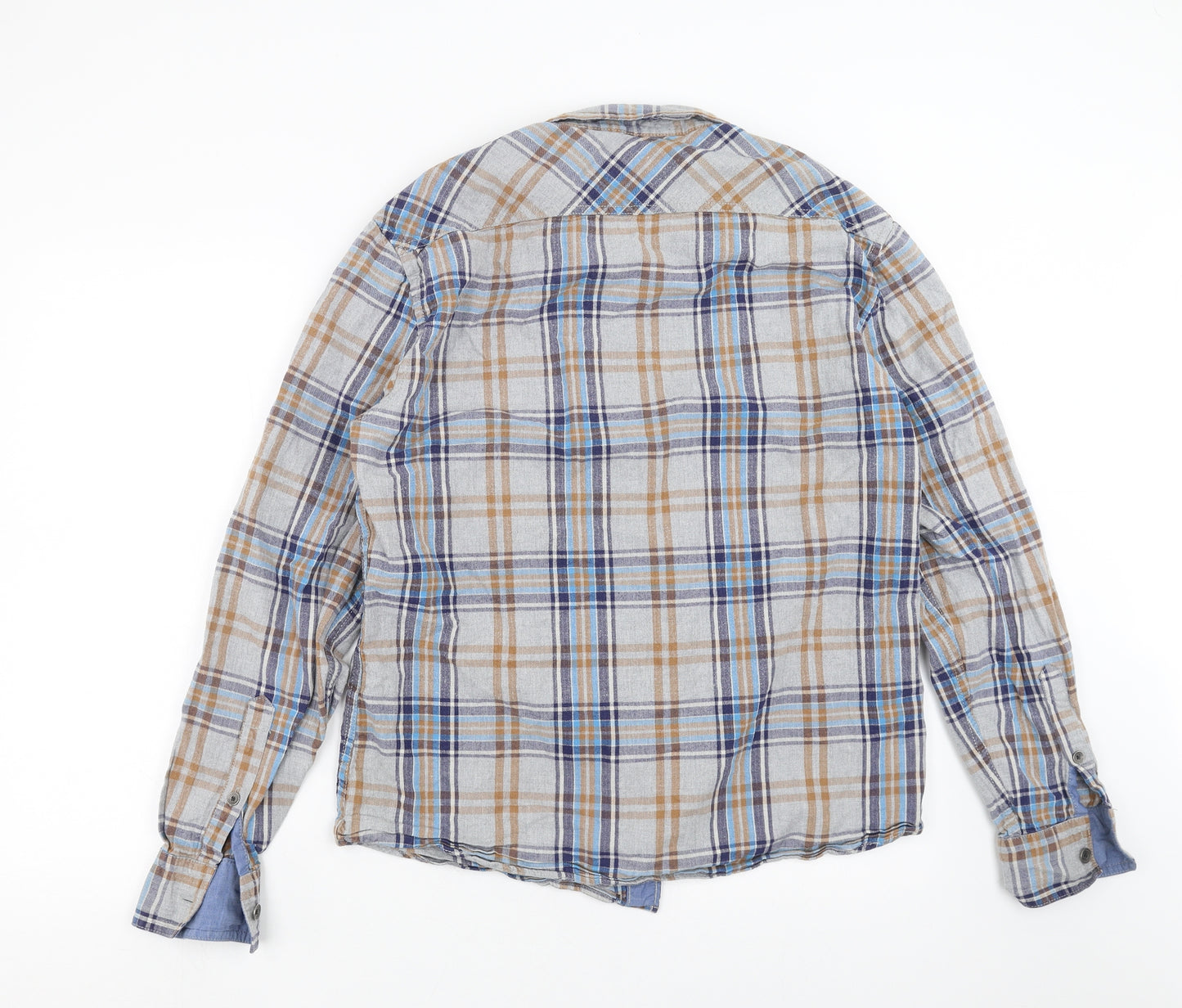 NORTH COAST Mens Grey Plaid   Button-Up Size L