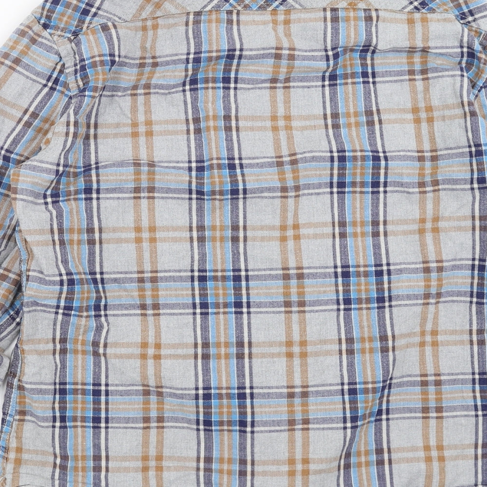 NORTH COAST Mens Grey Plaid   Button-Up Size L