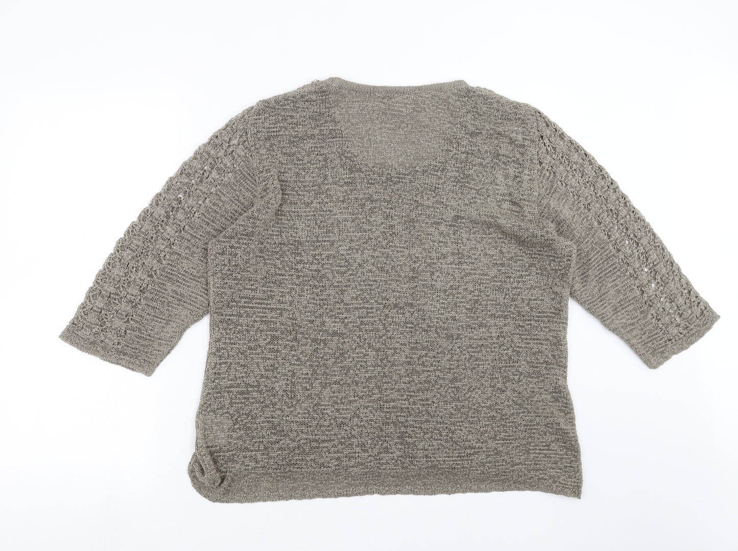Alessa W Womens Beige  Knit Pullover Jumper Size 20  - open knit detail