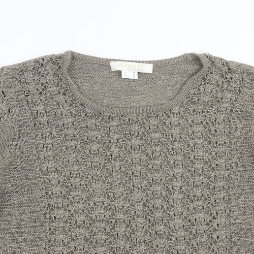 Alessa W Womens Beige  Knit Pullover Jumper Size 20  - open knit detail