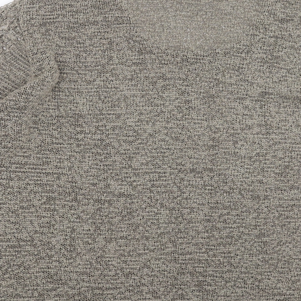 Alessa W Womens Beige  Knit Pullover Jumper Size 20  - open knit detail