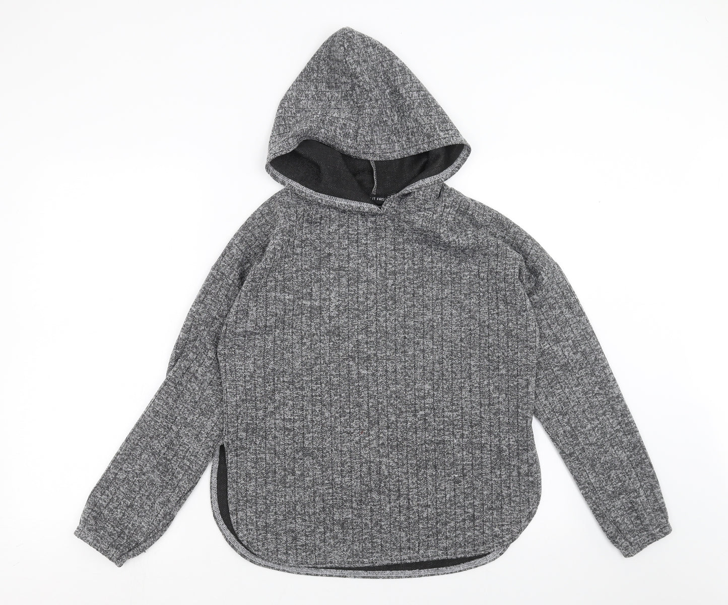 I SAW IT FIRST Womens Grey Striped  Pullover Hoodie Size 10