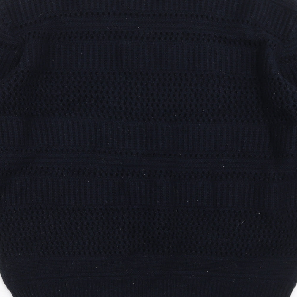 AllSaints Mens Blue Geometric Knit Pullover Jumper Size XL