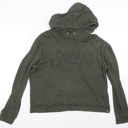 Superdry Womens Green  Knit Pullover Hoodie Size 16