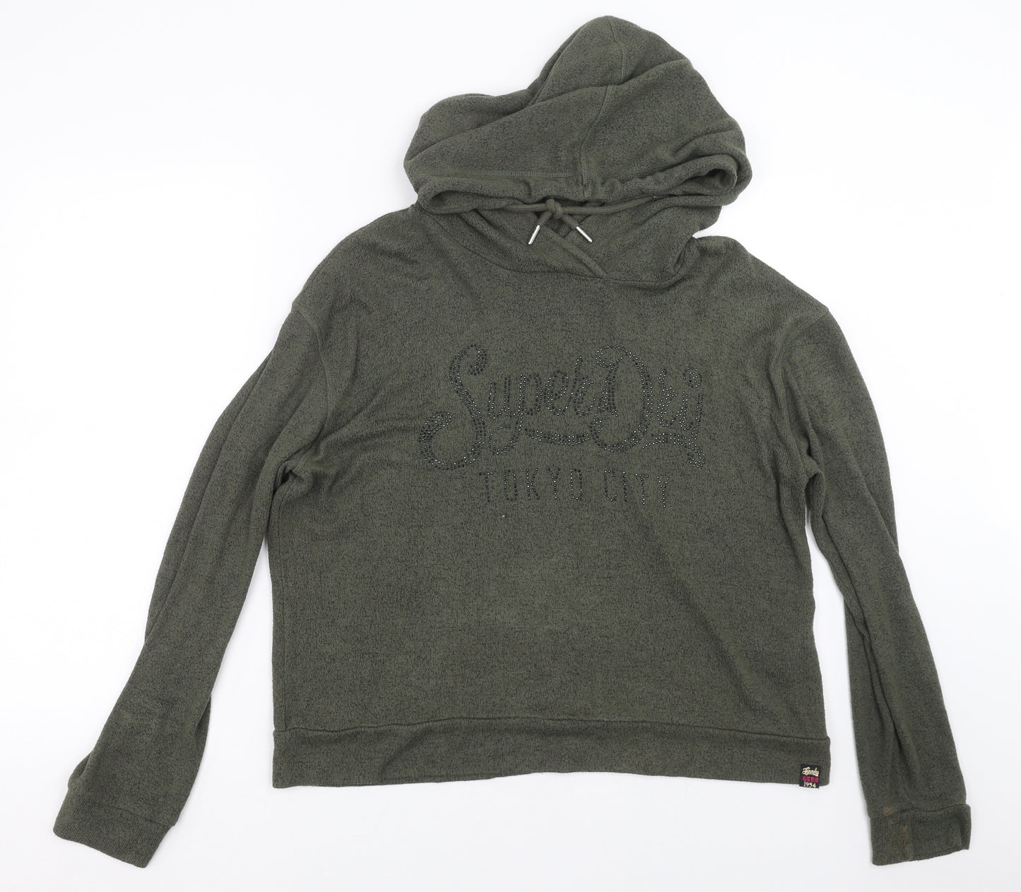 Superdry Womens Green  Knit Pullover Hoodie Size 16
