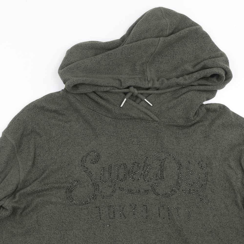 Superdry Womens Green  Knit Pullover Hoodie Size 16