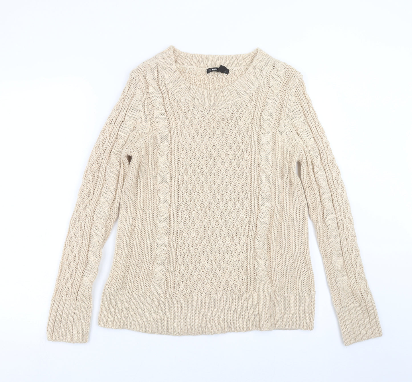 Mango Womens Beige  Knit Pullover Jumper Size M