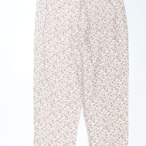 Preworn Womens Ivory Floral  Cropped Trousers Size 32 in L25 in