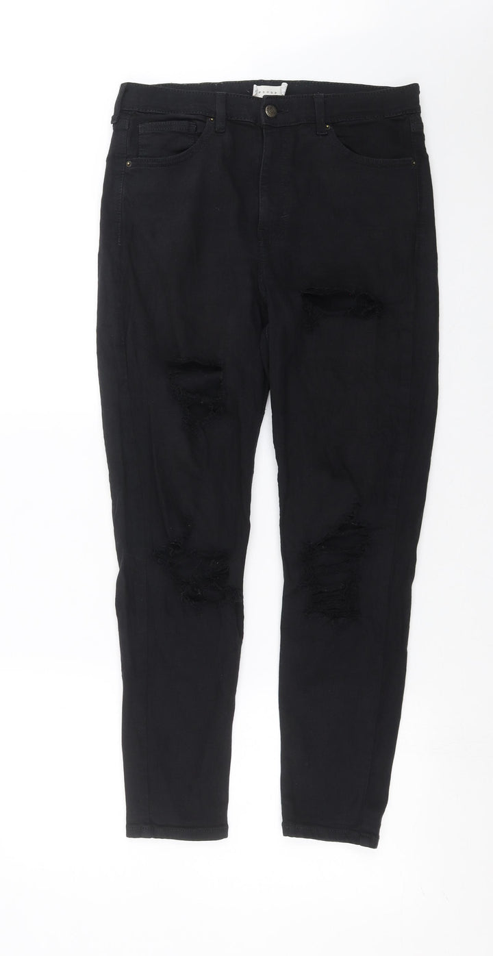 Topshop Womens Black Denim Skinny Jeans Size 30 in L27 in
