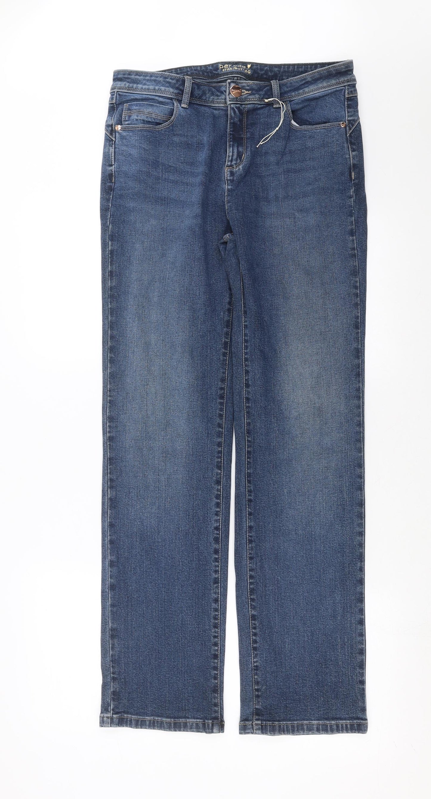 Marks and Spencer Womens Blue  Denim Straight Jeans Size 12 L30 in