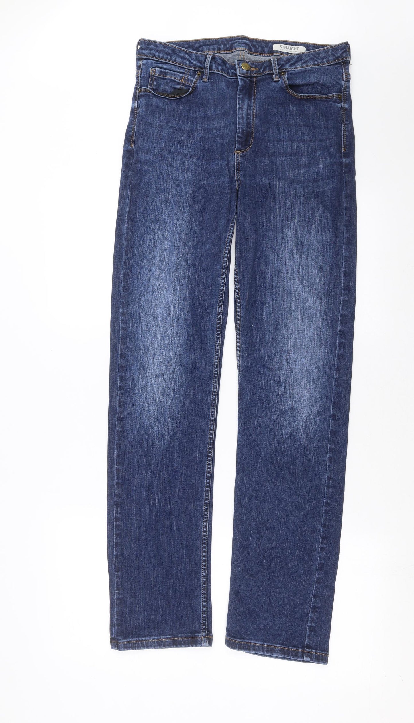 Marks and Spencer Womens Blue  Denim Straight Jeans Size 12 L31 in