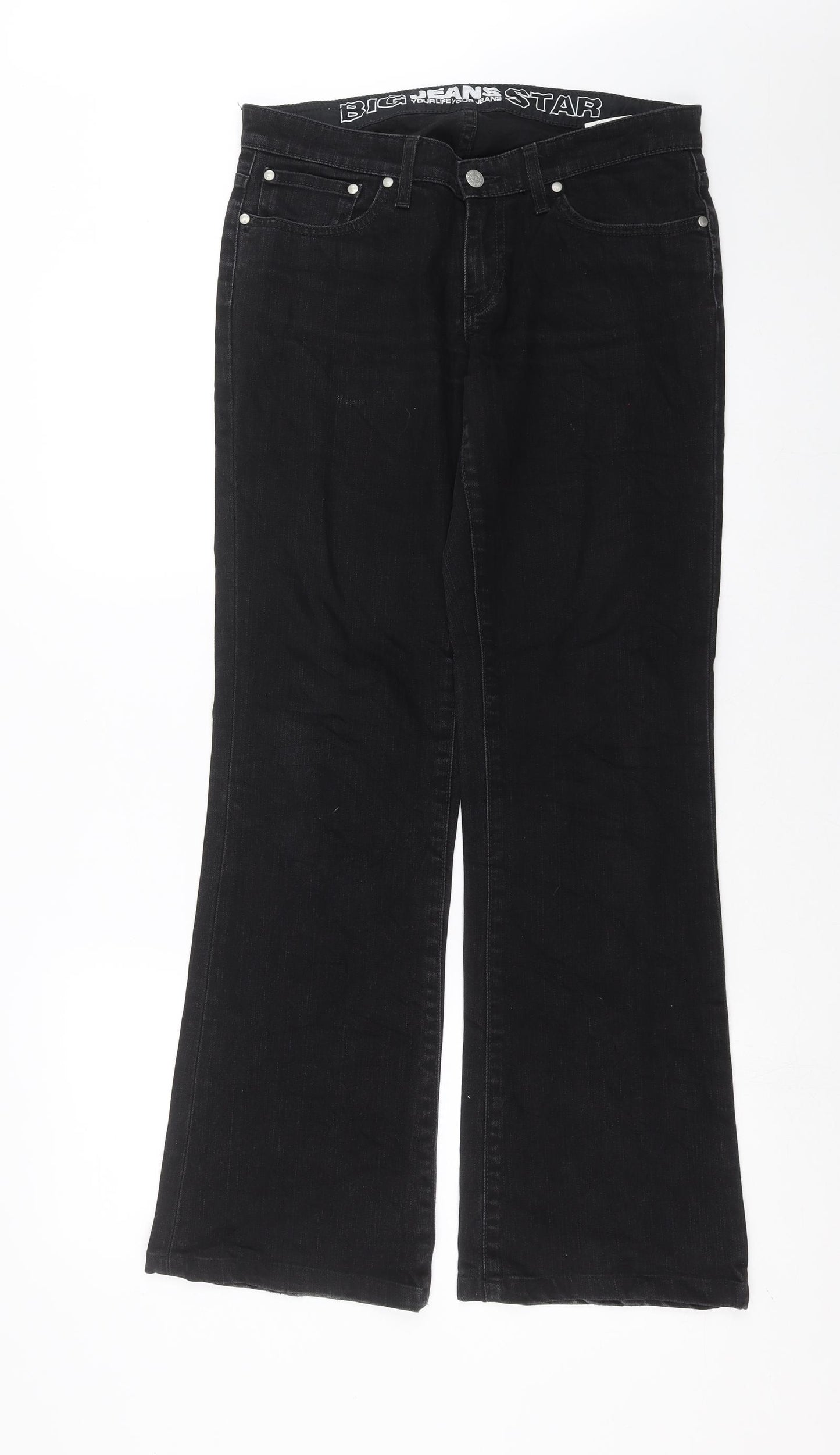 BIG STAR Womens Black  Denim Straight Jeans Size 32 in L31 in