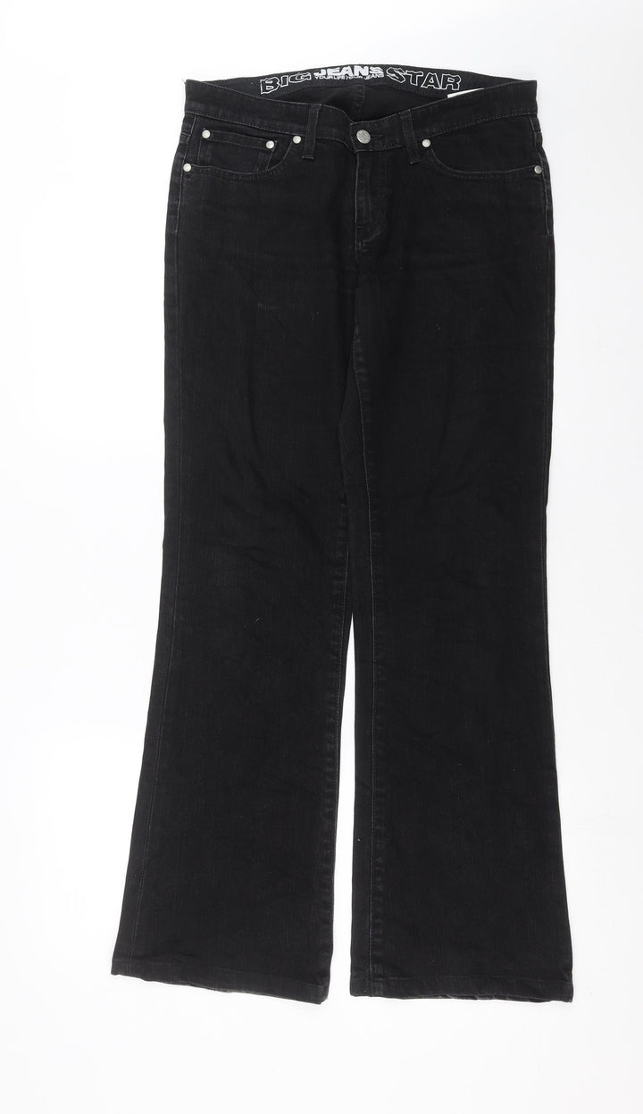 BIG STAR Womens Black Denim Straight Jeans Size 32 in L31 in