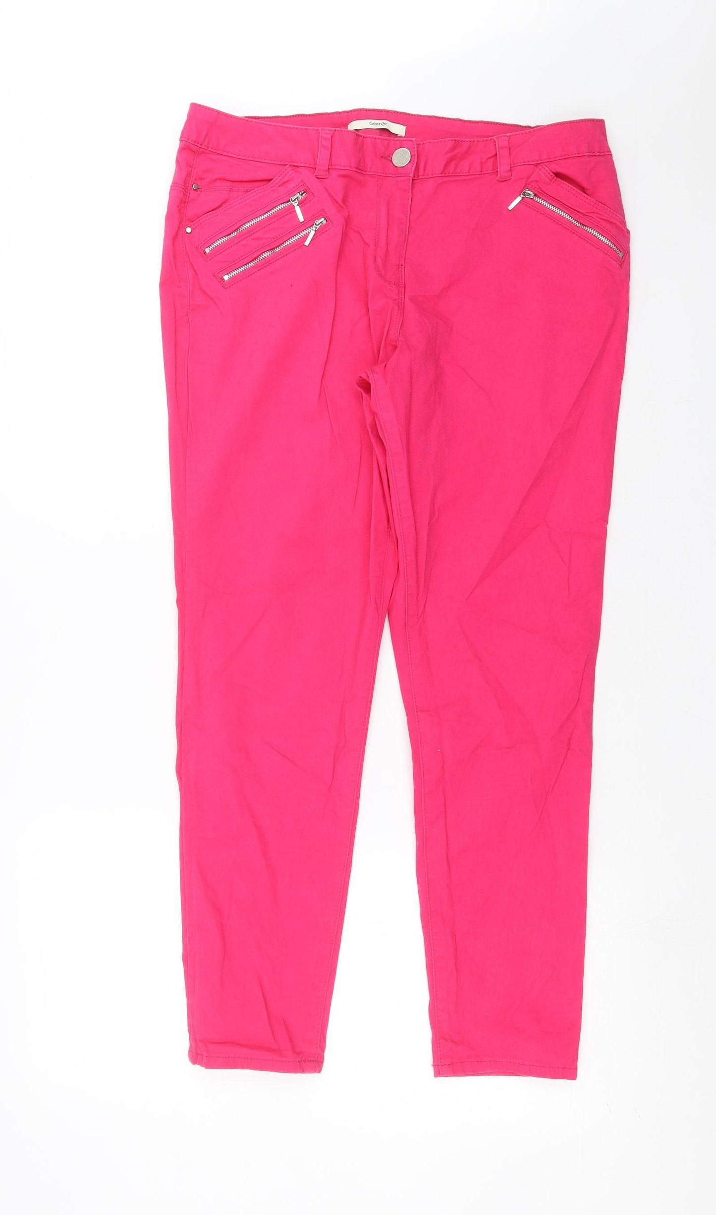 George Womens Pink  Denim Skinny Jeans Size 16 L28 in