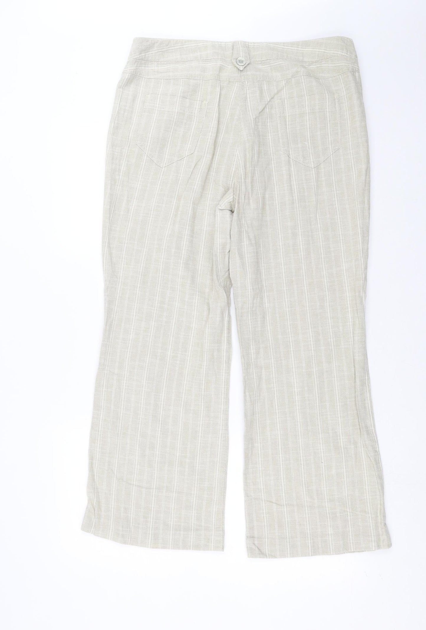 Marks and Spencer Womens Beige Striped  Trousers  Size 16 L27 in