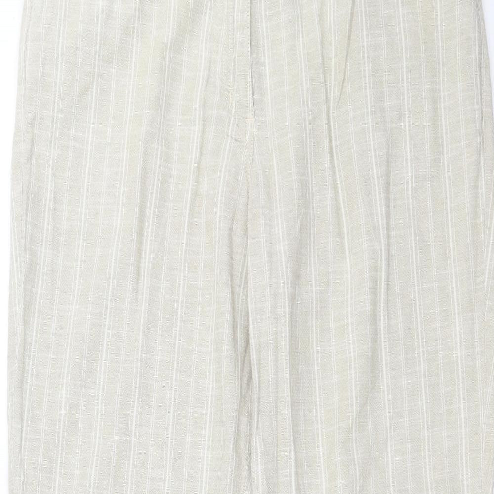 Marks and Spencer Womens Beige Striped  Trousers  Size 16 L27 in
