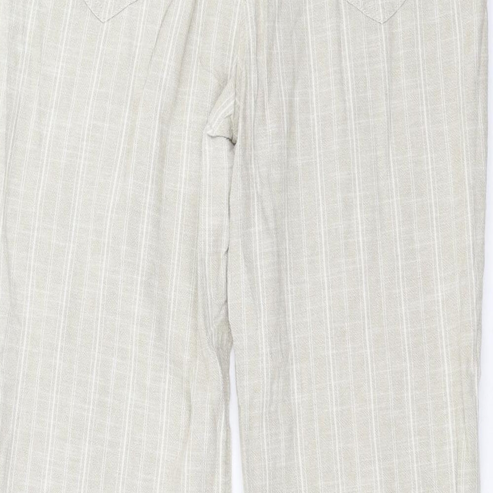 Marks and Spencer Womens Beige Striped  Trousers  Size 16 L27 in