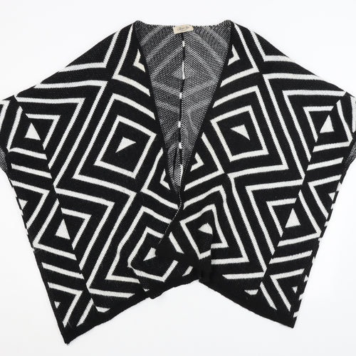 Sleek Chic Womens Black Geometric  Shrug Jumper One Size