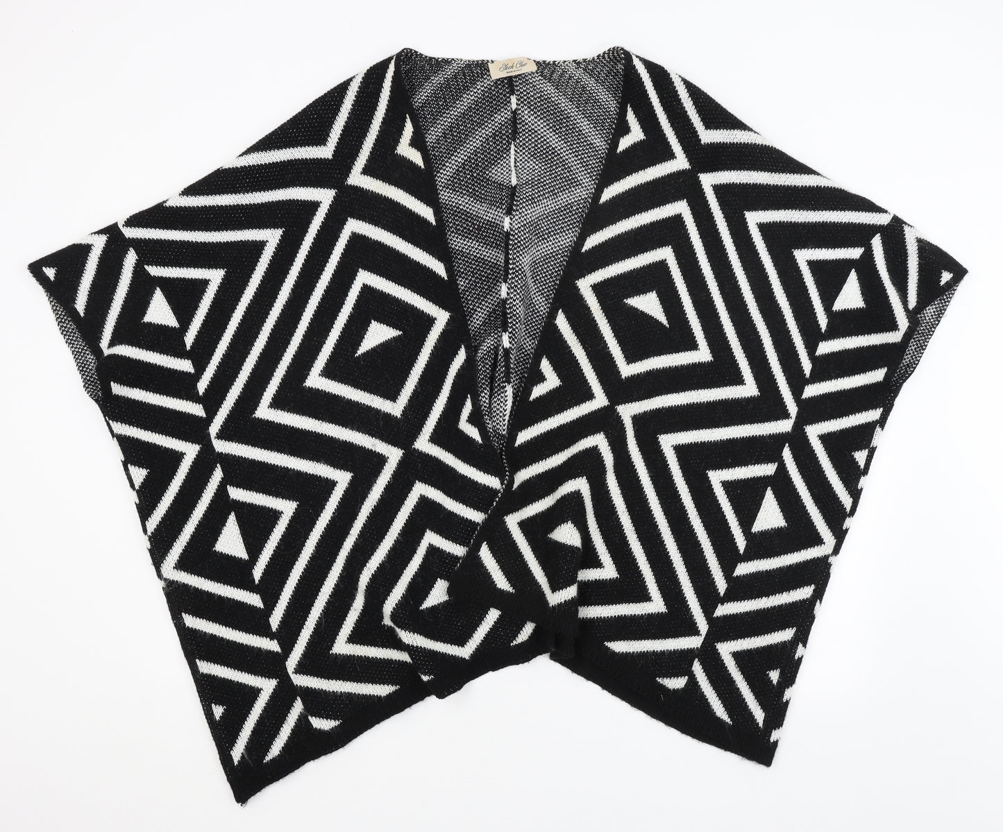 Sleek Chic Womens Black Geometric  Shrug Jumper One Size