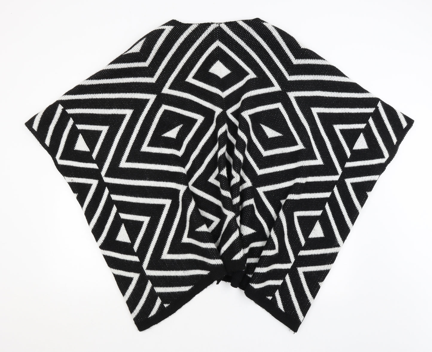 Sleek Chic Womens Black Geometric  Shrug Jumper One Size