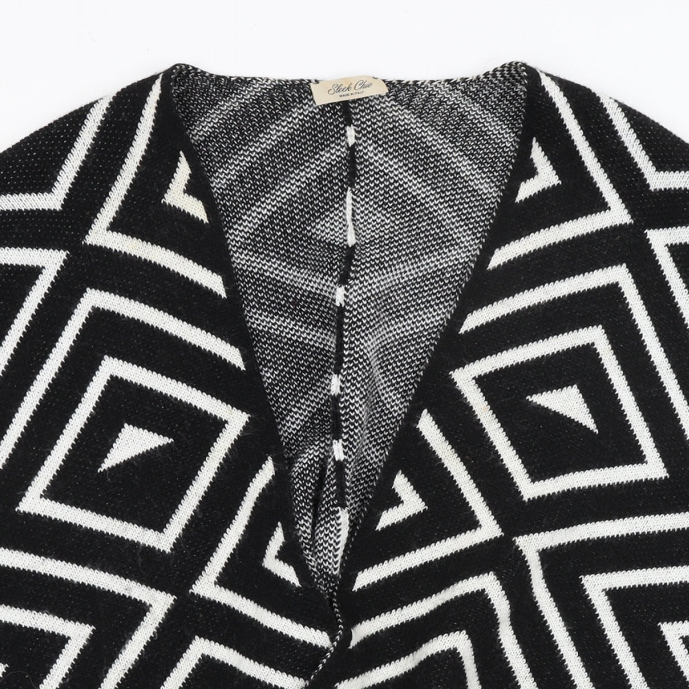 Sleek Chic Womens Black Geometric  Shrug Jumper One Size