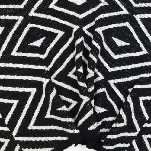 Sleek Chic Womens Black Geometric  Shrug Jumper One Size