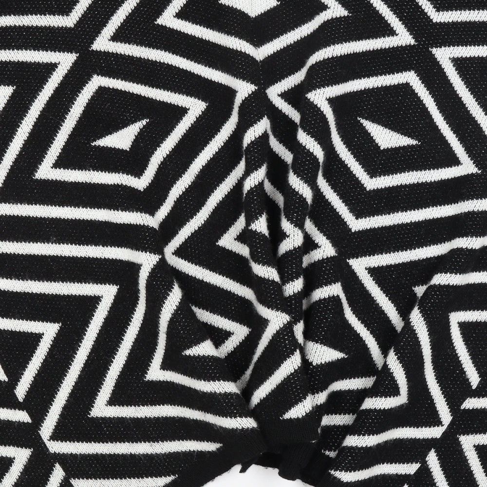 Sleek Chic Womens Black Geometric  Shrug Jumper One Size