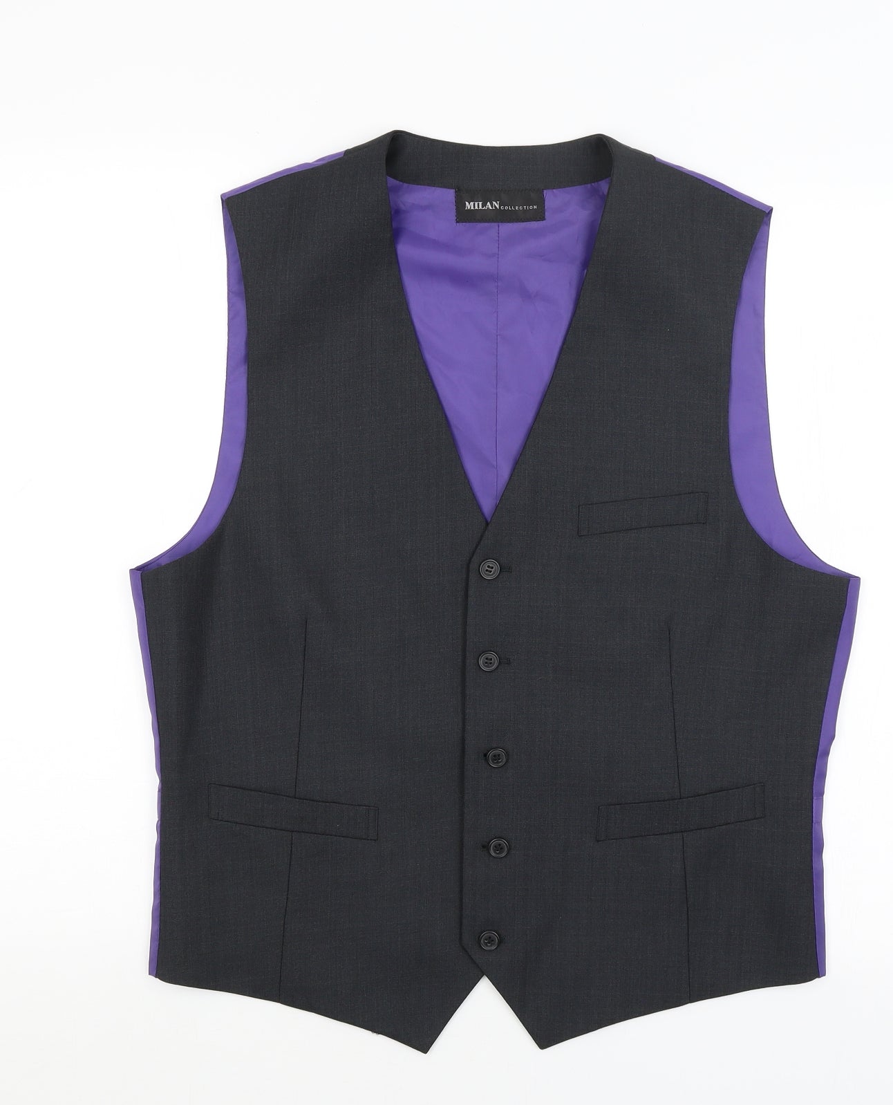 Milan Collection Mens Grey   3 Piece Suit Waistcoat Size L