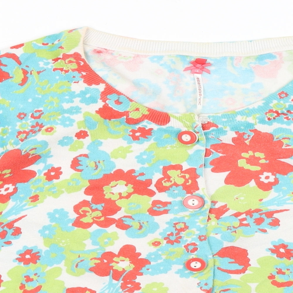 NEXT Womens Blue Floral  Cardigan Jumper Size 14