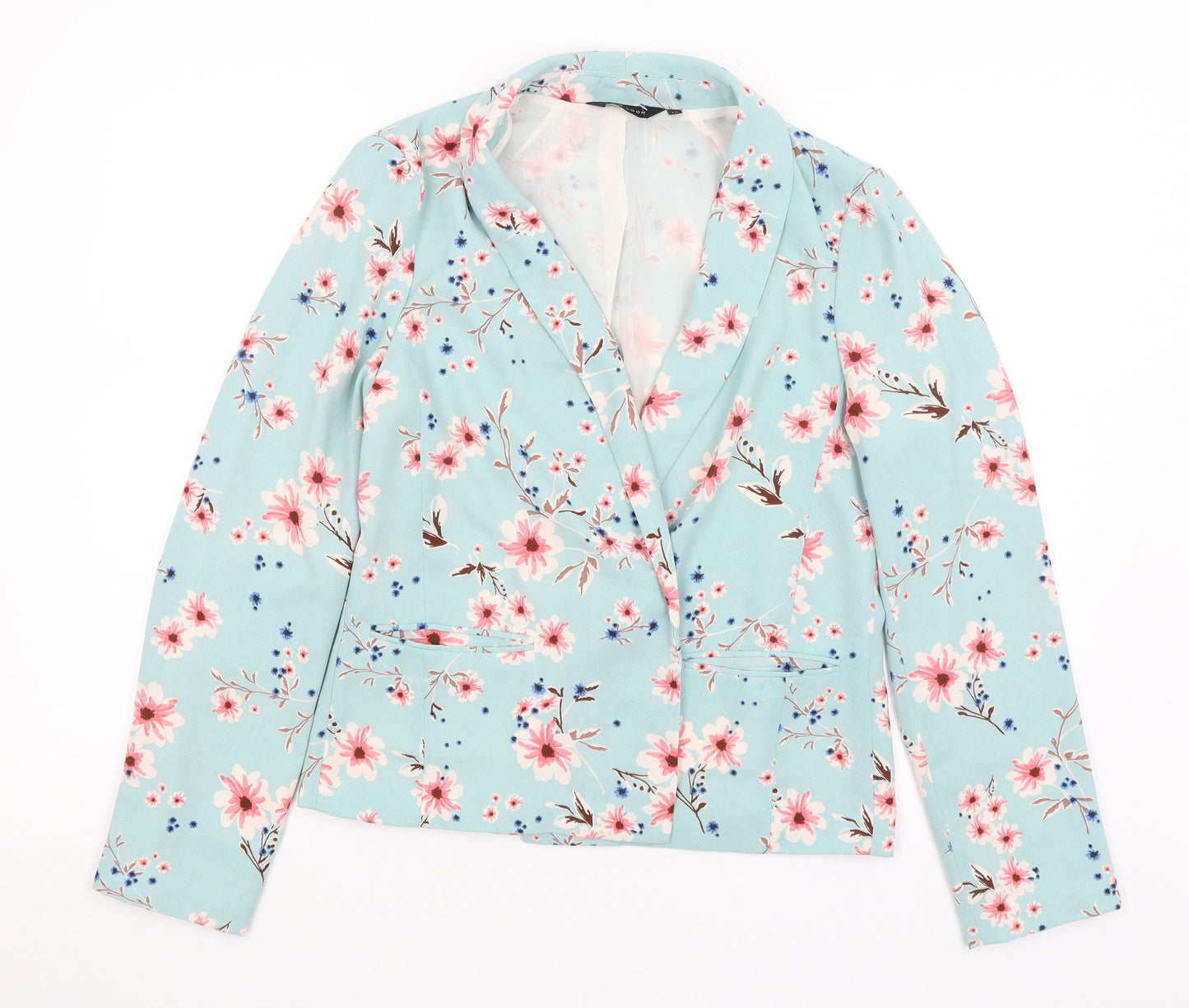 New Look Womens Blue Floral  Jacket Blazer Size 12